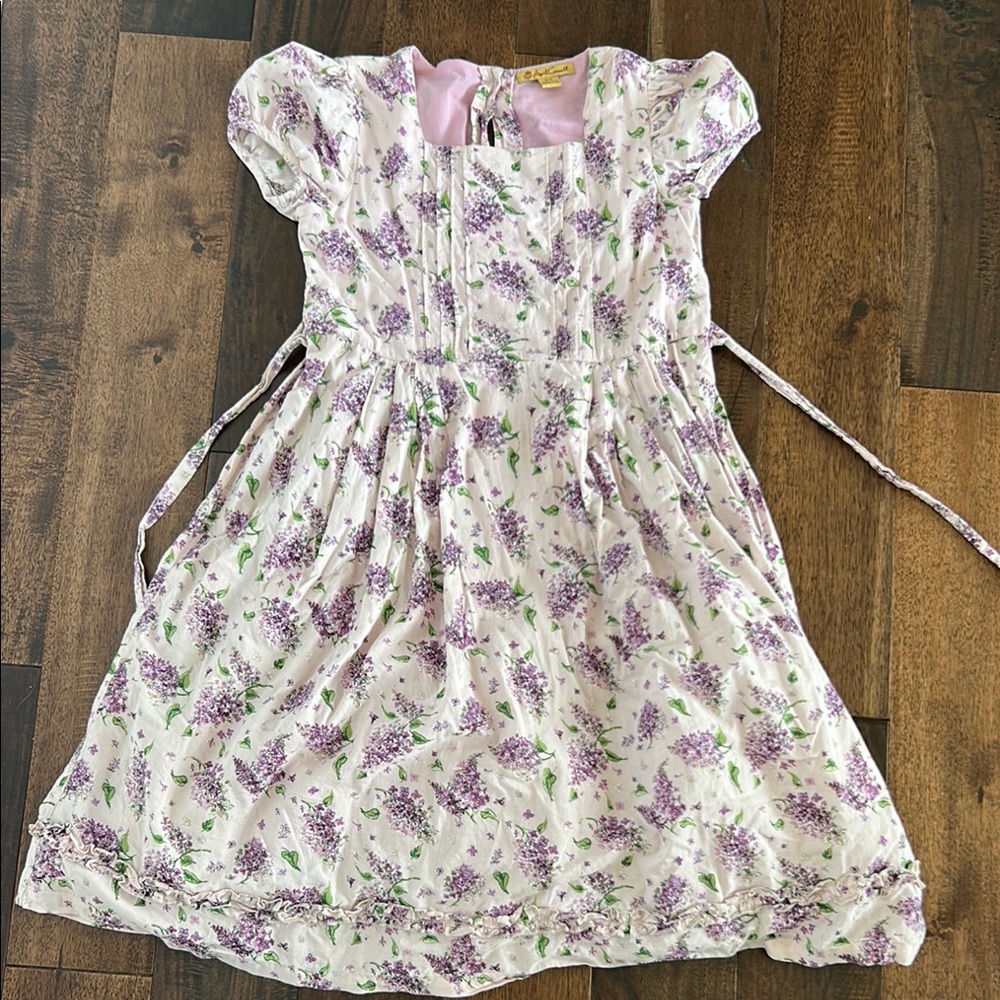 April Cornell Purple Smocked Sundress with Puff Sleeves